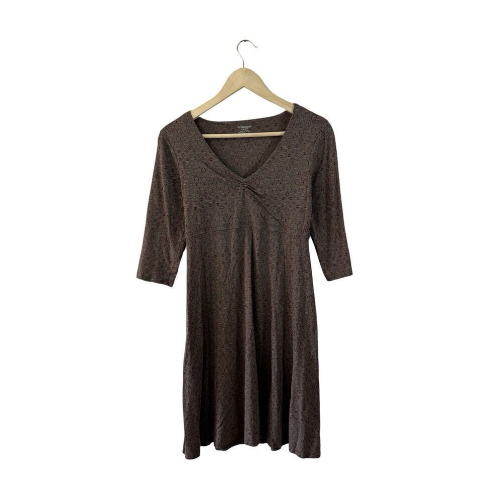 Toad & Co Small Rosalinda Dress Brown Travel Organic Cotton Tencel Womens